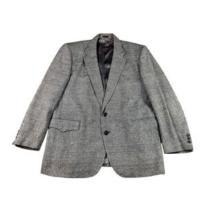 Vintage Circle S Mens 46R Western Blazer Sport Coat Tweed Silk Grey 2 Button